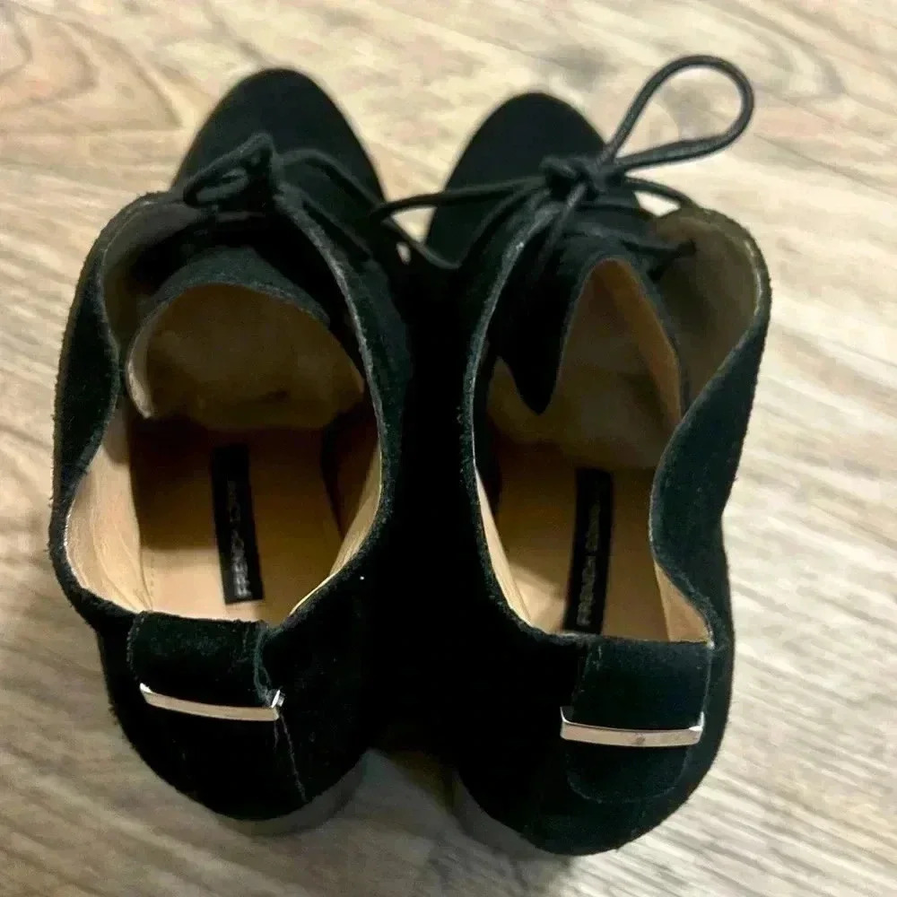 French Connection Dinah Black Suede Lace Up Boots